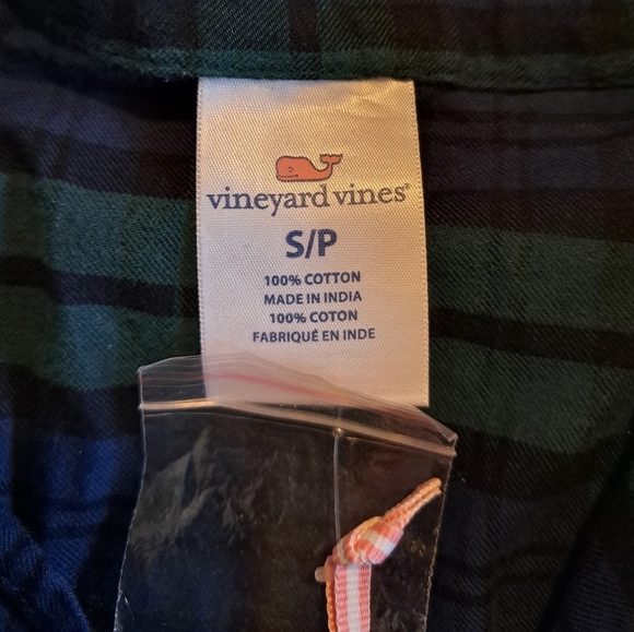 Vineyard Vines women's size Small flannel pajama top only, blue & green NWT - Picture 4 of 5